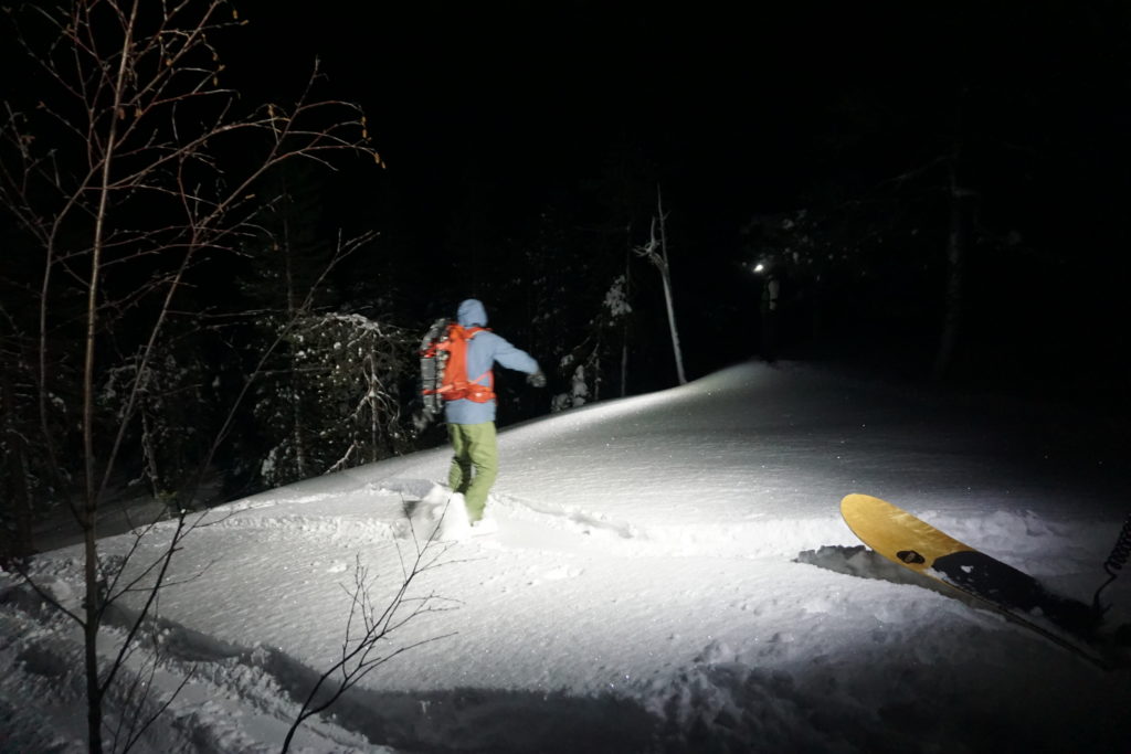 Maxim heading down the slopes on his Noboard