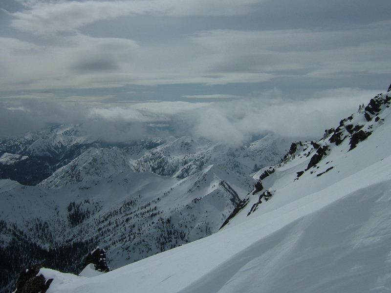 At our transition spot about ready to snowboard the Cascadian Couloir