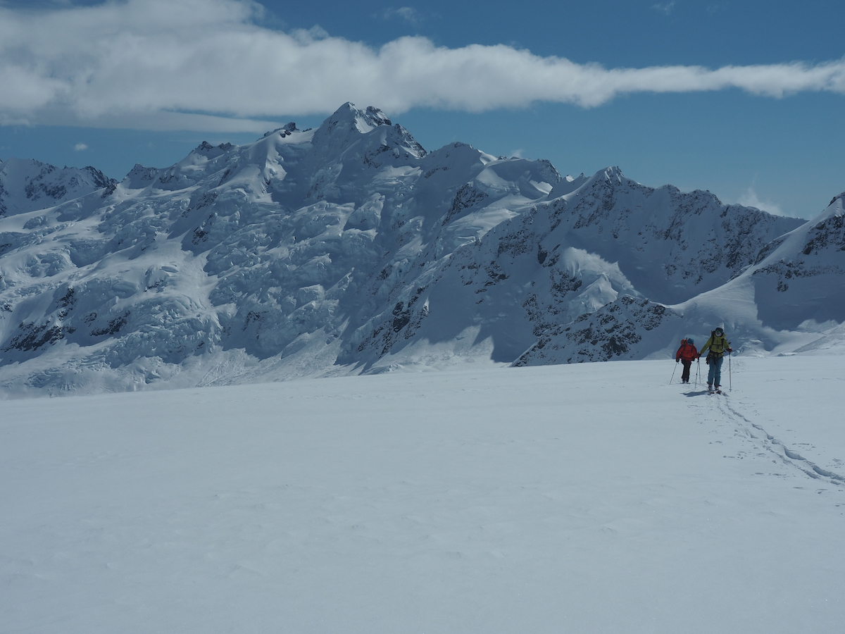 Tasman Glacier Ski tour back at the Kelman Hut - Where is Kyle Miller?